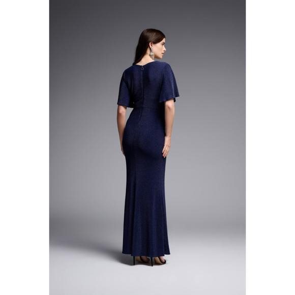 NEW JOSEPH RIBKOFF solid lurex fit and flare maxi dress in navy - Picture 3 of 3
